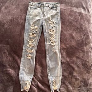 AE Ne(x)t Level Extra Distressed High Waisted Skinny Jeans, Size 10 Long